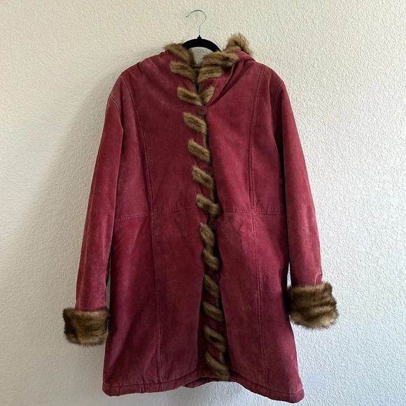 DENNIS BASSO Leather Faux Fur Coat - Picture 3 of 9